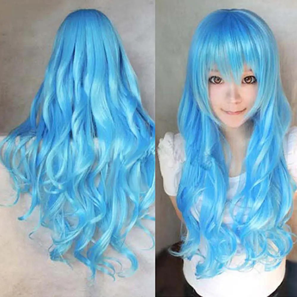 

Anime Synthetic Hair Cosplay Wig Long Light Pink Curly Wig Heat Resistant Hair Halloween Party Woman Wigs