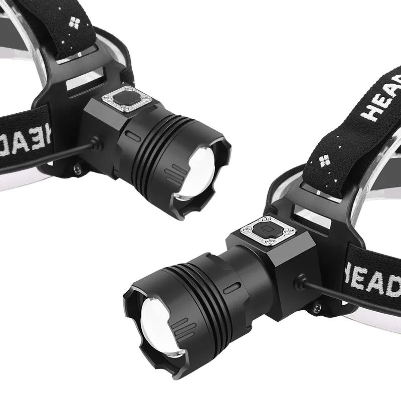 JIASHUAIXIN Strong LED induction headlight USB charging head-mounted built-in 5200 mAh lithium battery telescopic zoom