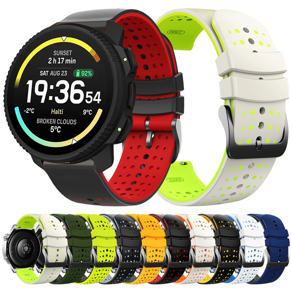 Zweifarbiges Silikonarmband 22 mm für Suunto Vertical 2/RACE 2 S/Run/Ocean Ersatzbänder für Suunto 5 9 Peak Pro Correa Armband
