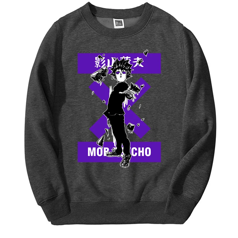 Winter Men's Mob Psycho 100 Print Sweatshirt Hoodie Mobu Saiko Hyaku Anime Harajuku Warm Clothing Mens Fitness Pullovers