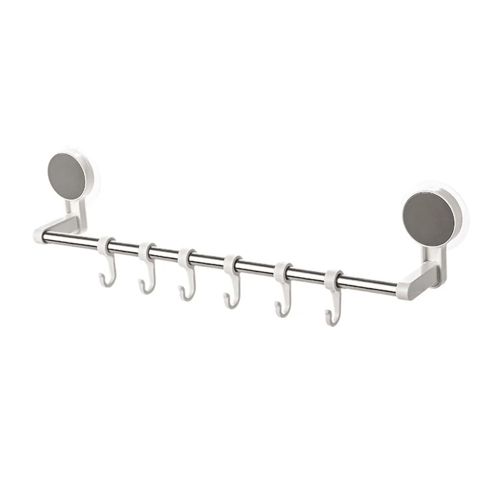 

6pcs Stainless Steel Towel Rack No Hole Sucker Kitchenwares Shelf Traceless Wall Mount For Bathroom Kitchen Abs