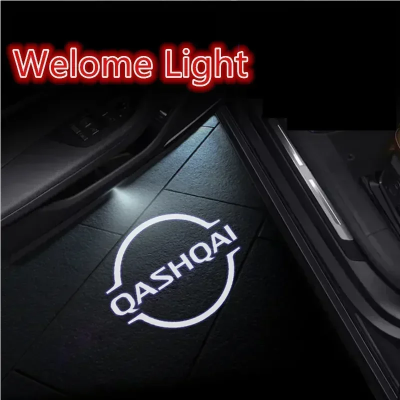 2Pcs LED Car Door Welcome Light Logo Laser Projector LampFor Qashqai Welcome Warning Lamps