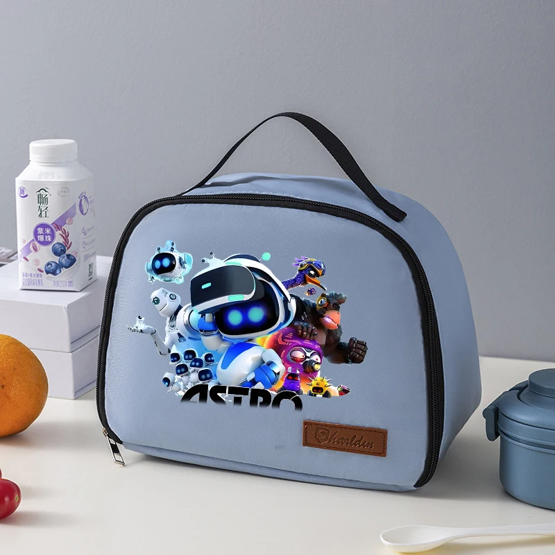 Astro Bot Lunch Bags Anime Printed Robot Figures Picnic Bag Cartoon Kids Insulated Meal Thermal Food Bag Carrier Coolers Gift