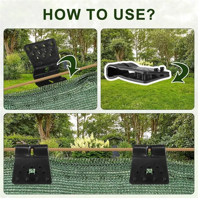 PZHI Shade Cloth Clips 100-Pack Square Lock Grip Shade Net Clamps Sunscreen Fixing for Garden Patio Awning Greenhouse
