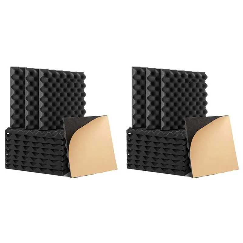 

24 Pack Self-Adhesive Sound Proof Foam Panels, High Density Soundproof Wall Panels Egg Crate Sound Panels - 1X12x12in-AT64