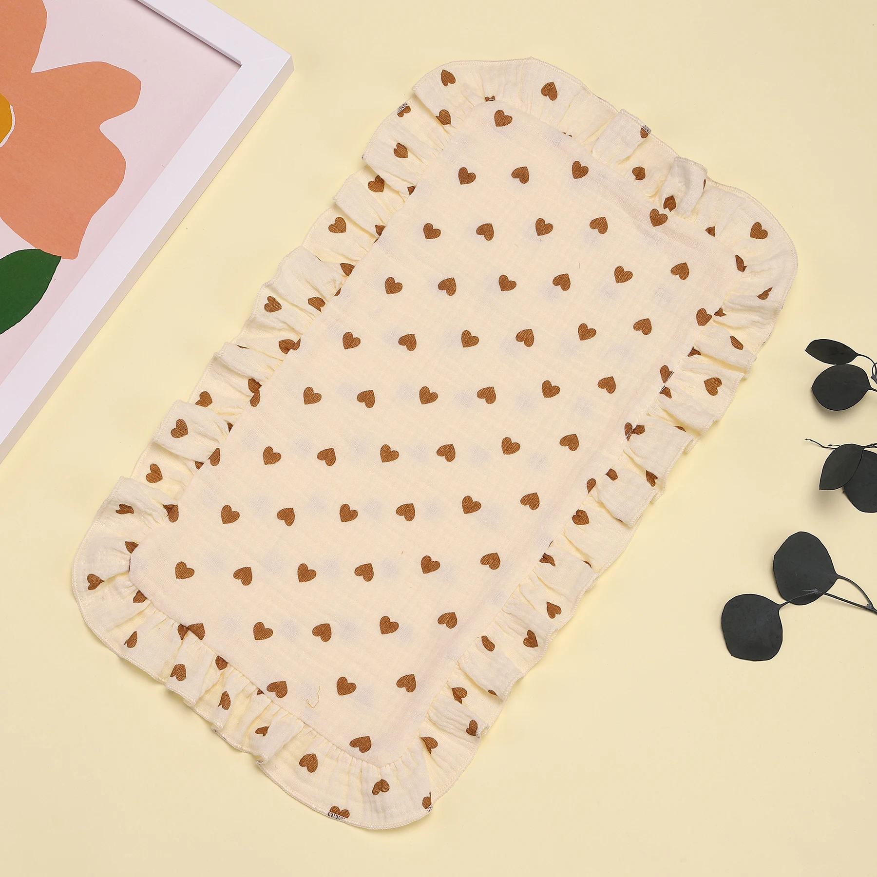 Wholesale Blank Ruffle Burp Pad Newborn Face Towels Girl Gift Infant Ruffle Muslin Burp Rags
