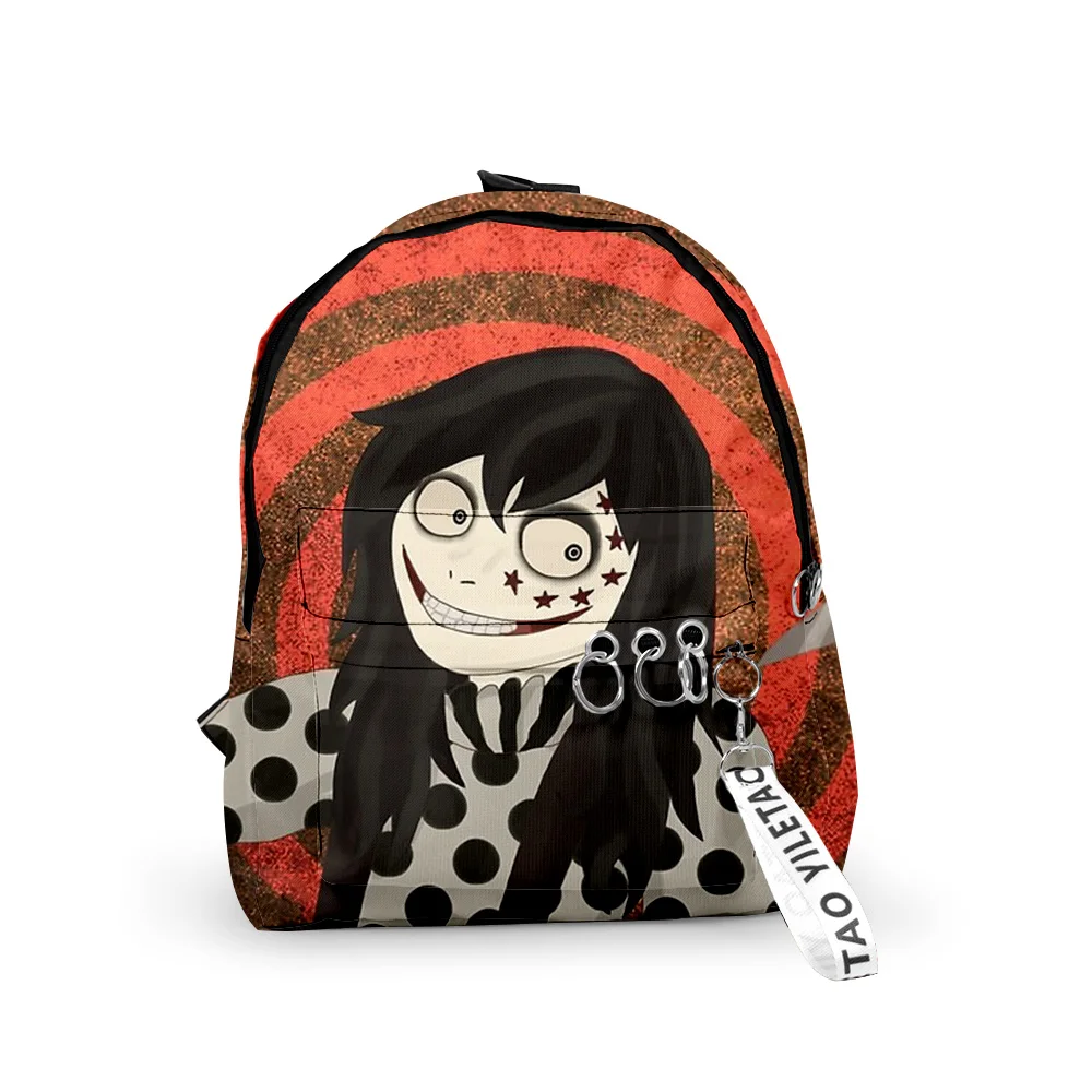 Classic creepypasta Backpacks Boys/Girls pupil School Bags 3D Print Keychains Oxford Waterproof Funny Cute Small Backpacks