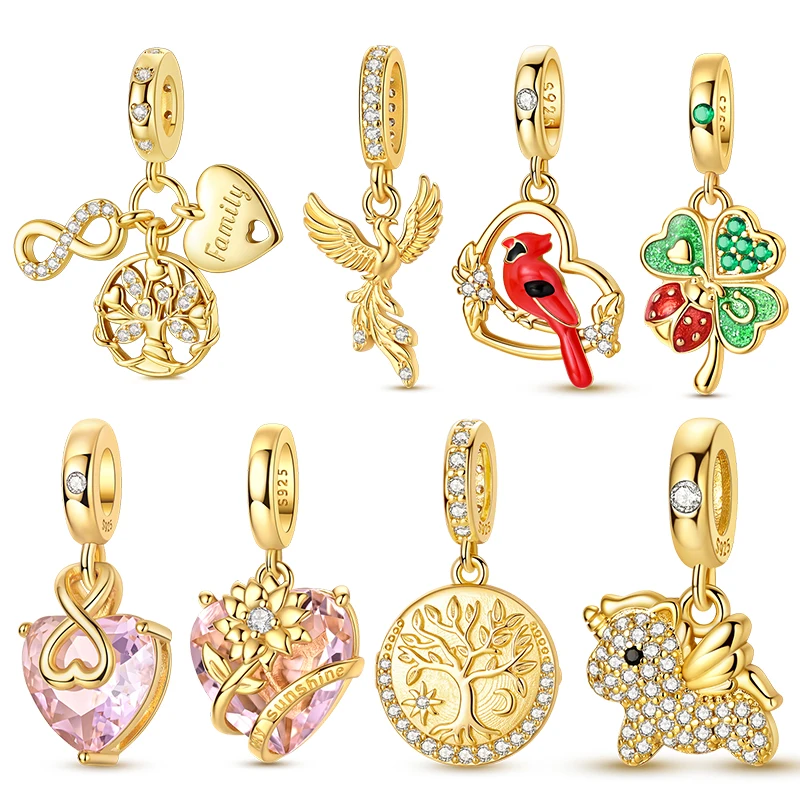 Charms 925 Silver Golden Tree of Life Charm Beads Fit 3mm Bracelet Necklace For Women Pendant Luxury DIY Jewelry 2026New in