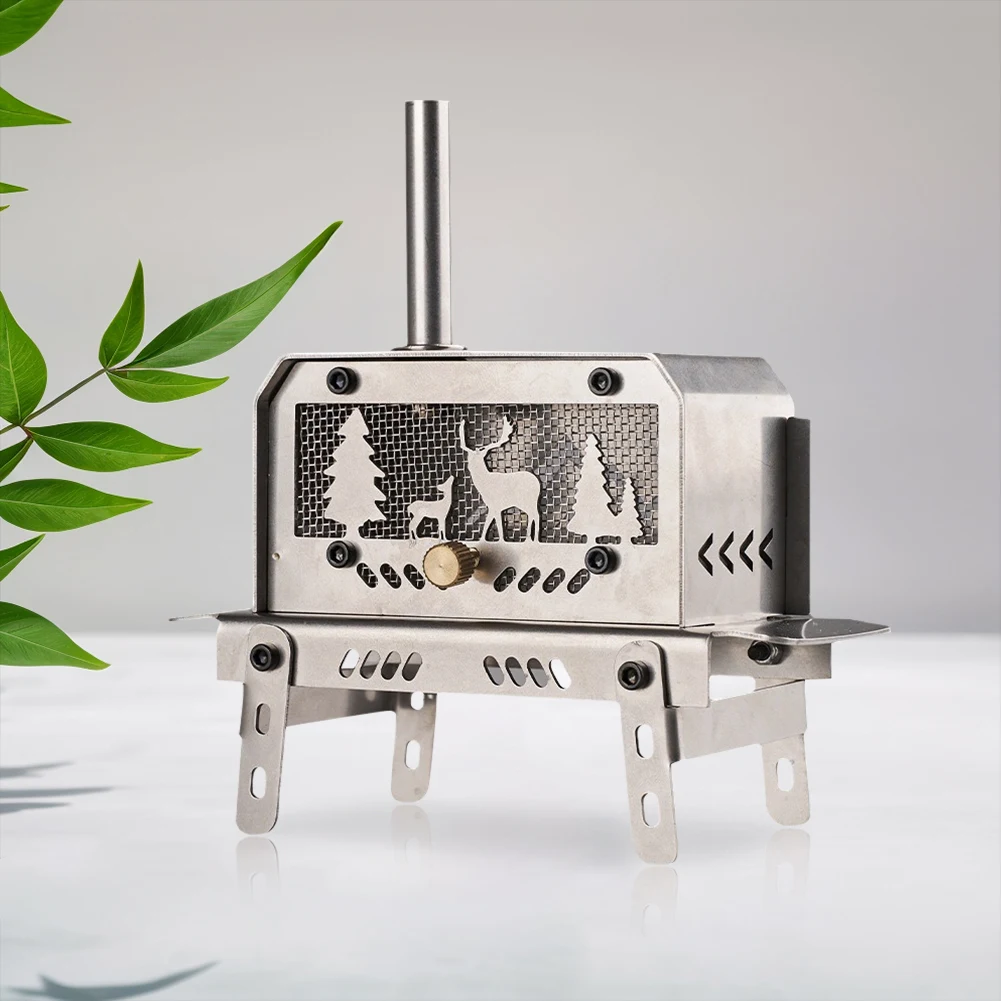 Outdoor Firewood Stove with Chimney Aromatherapy Holder Stainless Steel Aroma Diffuser for Backpacking Fishing