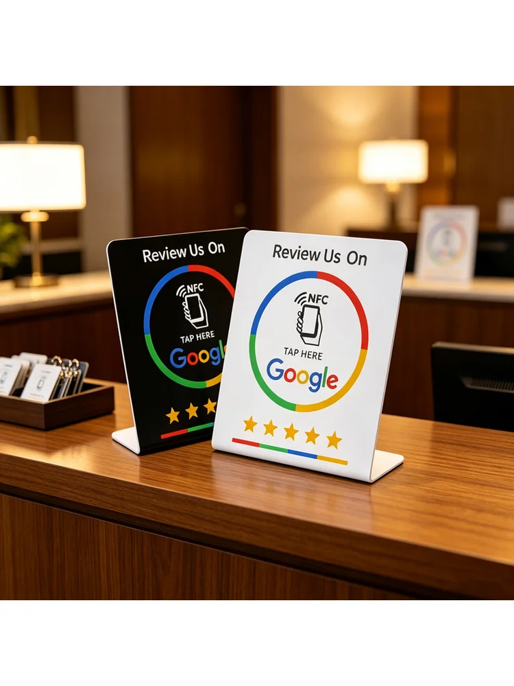 Google Review Matte NFC Tap Card NTAG215, Scratch Resistant Bendable Reusable Business Stand