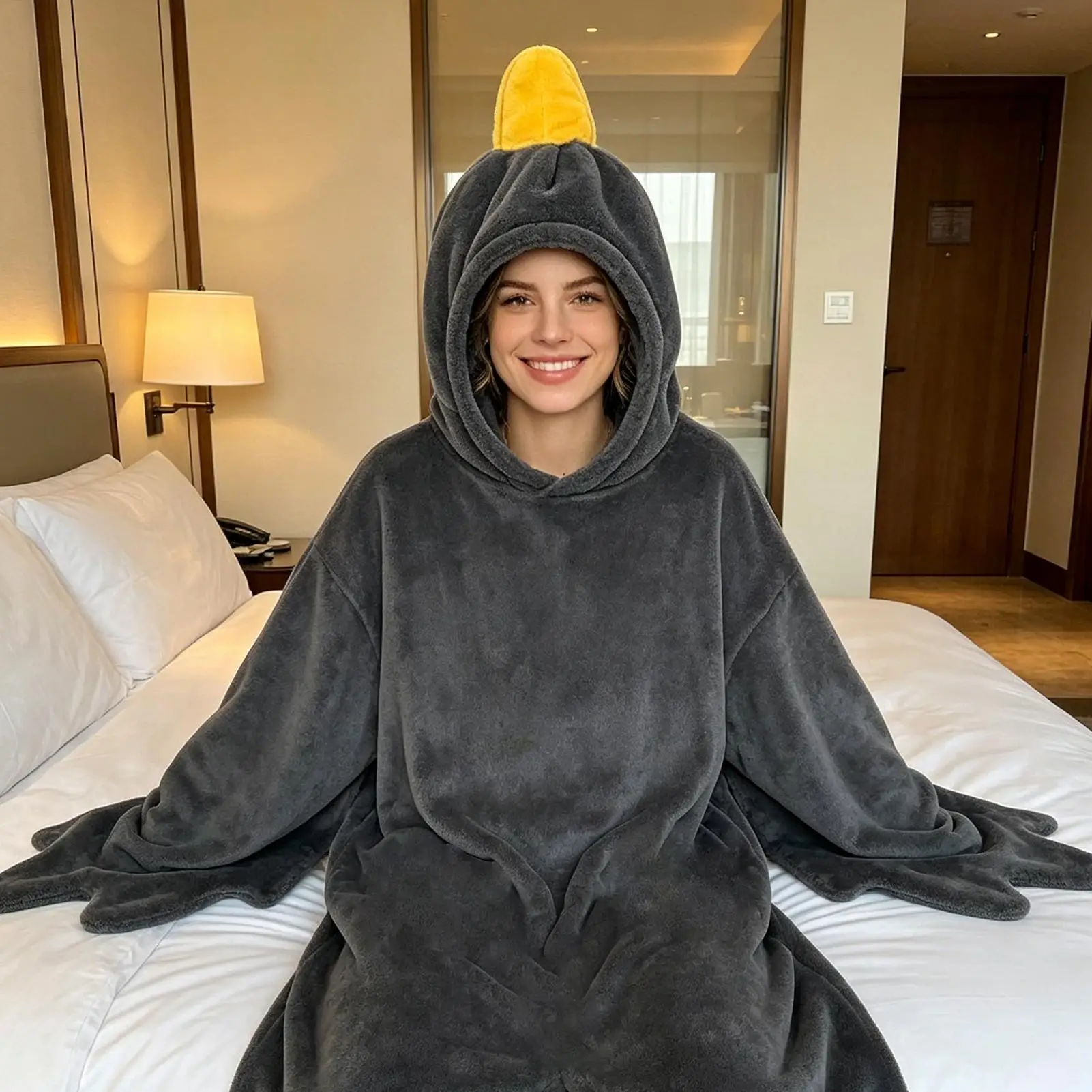 Wearable Blanket Hoodie Warm Sleeping Pajamas Duck Oversized Blankets Hooded Costume For Adults Women Children Bedtime Camping