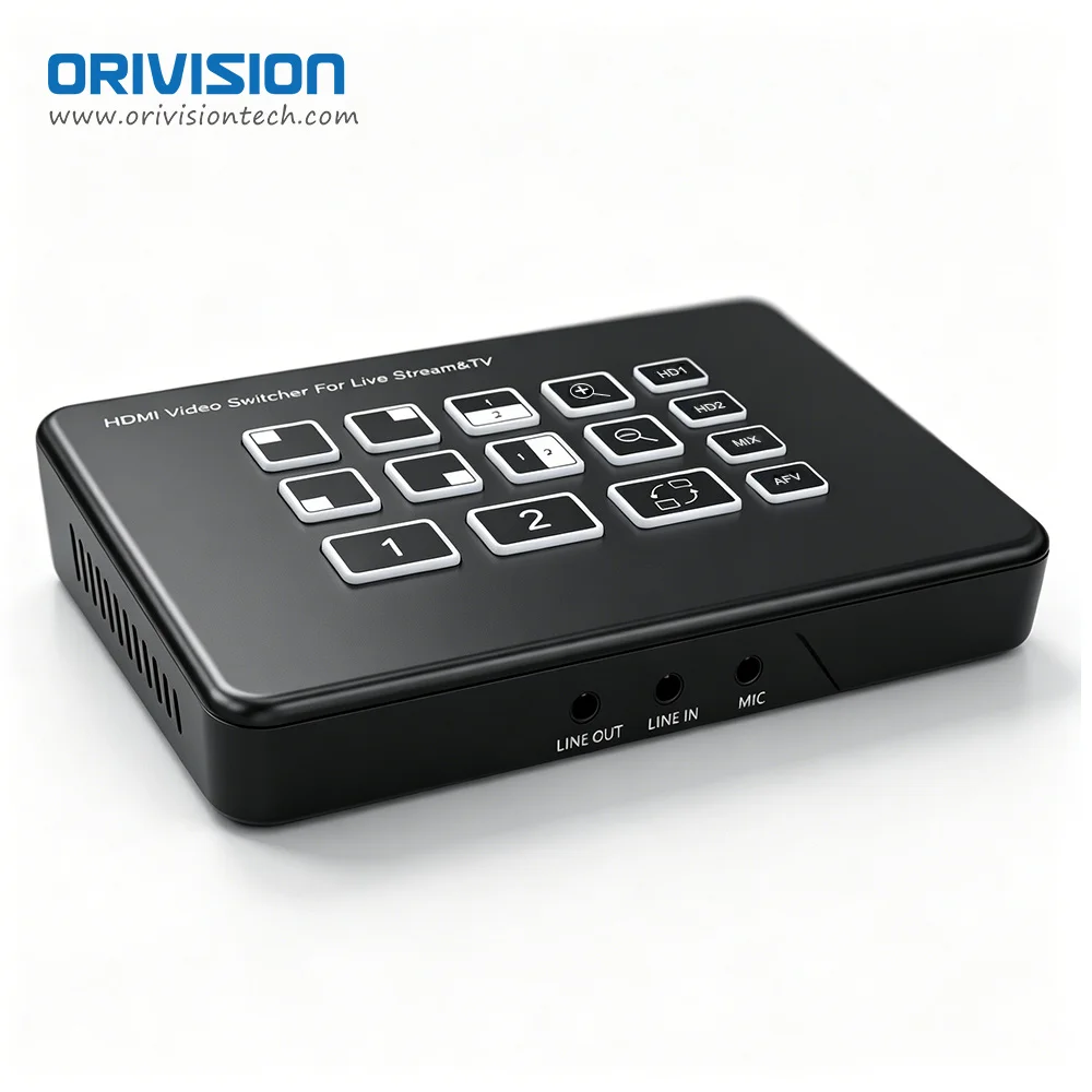 2 Way HDMI Video Switcher with UVC Out for OBS Live Stream 2 CH PIP Split Screen Audio Mixer PVW PGM Video Switcher