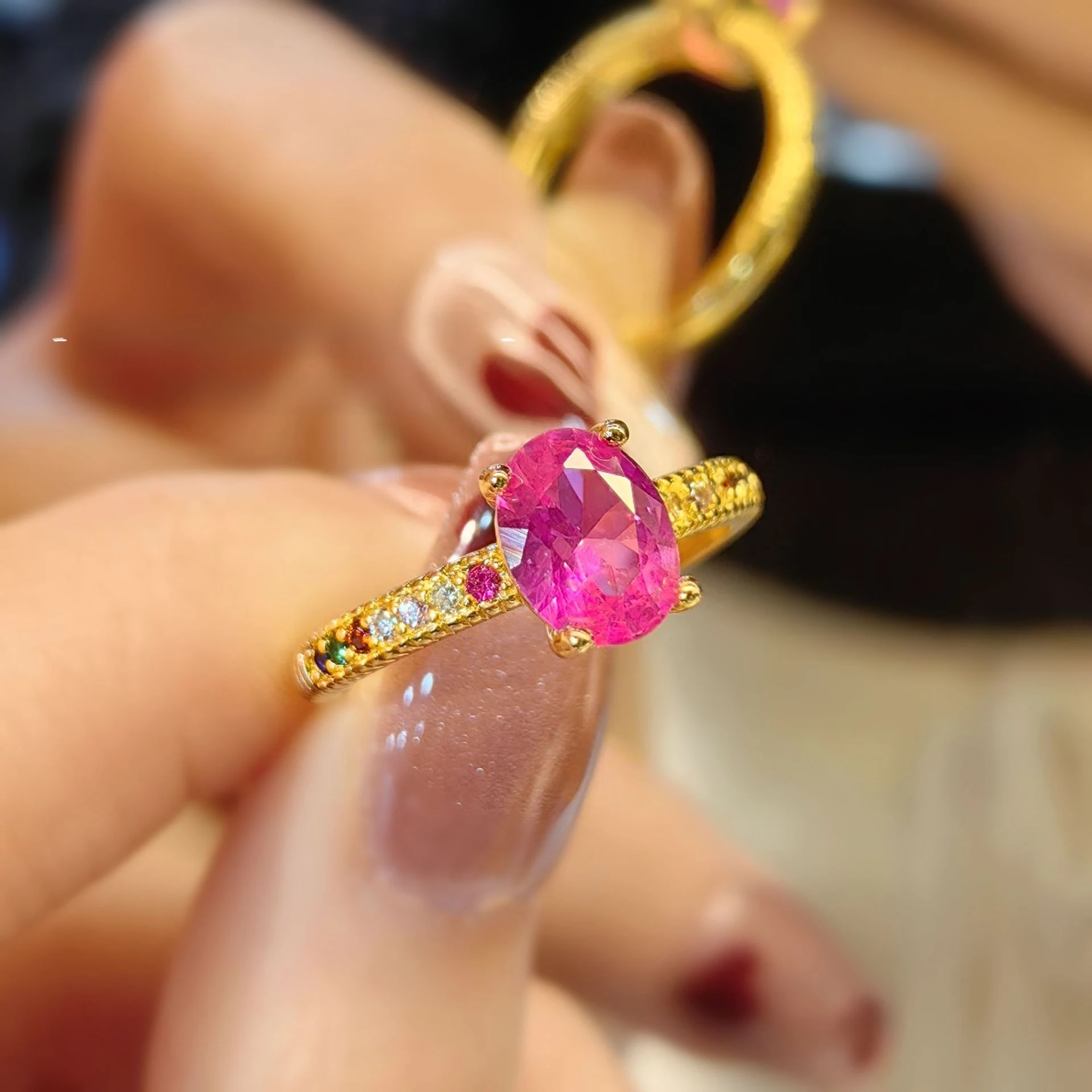 Magenta Diamond 925 Sterling Silber Verlobungsring - Modischer und Eleganter Schmuck für Damenpartys – Detail 2