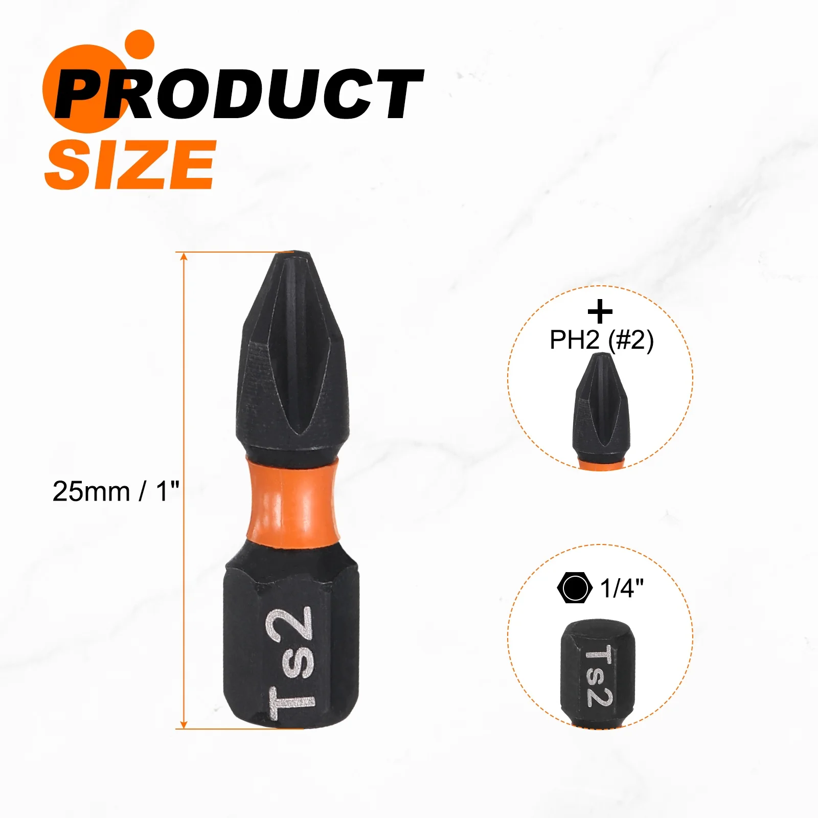 Uxcell 1/5/10 قطعة مفك البراغي فيليبس تأثير بت 1/4 "عرافة عرقوب المغناطيسي عبر رئيس لقمة ثقب S2 الصلب الصناعية مفك مسامير #2