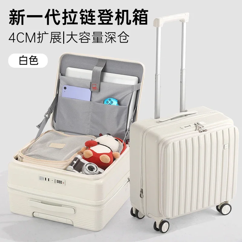 2026 Side Opening Carry On Luggage 18 20 Inch Lightweight Spinner Suitcase Deep Cabin Trolley Case Password Lock Travel Bag