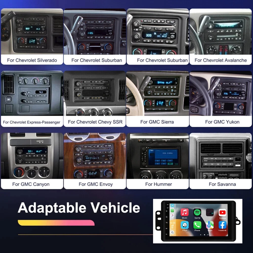 7''Car Stereo Radio Android 15 multimedia Video For GMC Chevrolet Silverado Tahoe Sierra 1500 HD 2500/3500 Yukon with Carplay BT