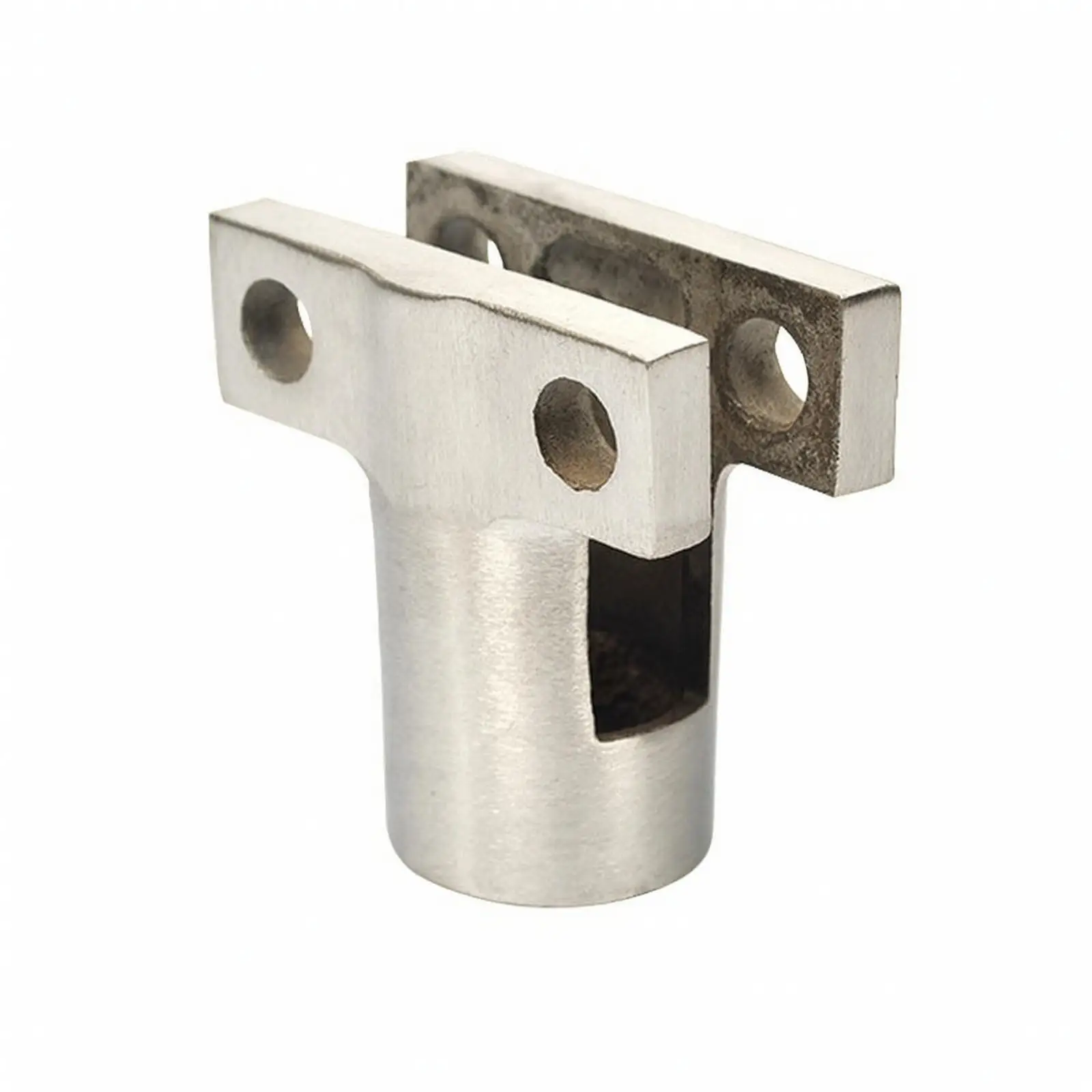 304 Stainless Steel Mounting Clamp for Glass Panels Heavy Duty Cylindrical Hardware Bracket with Flat Ears