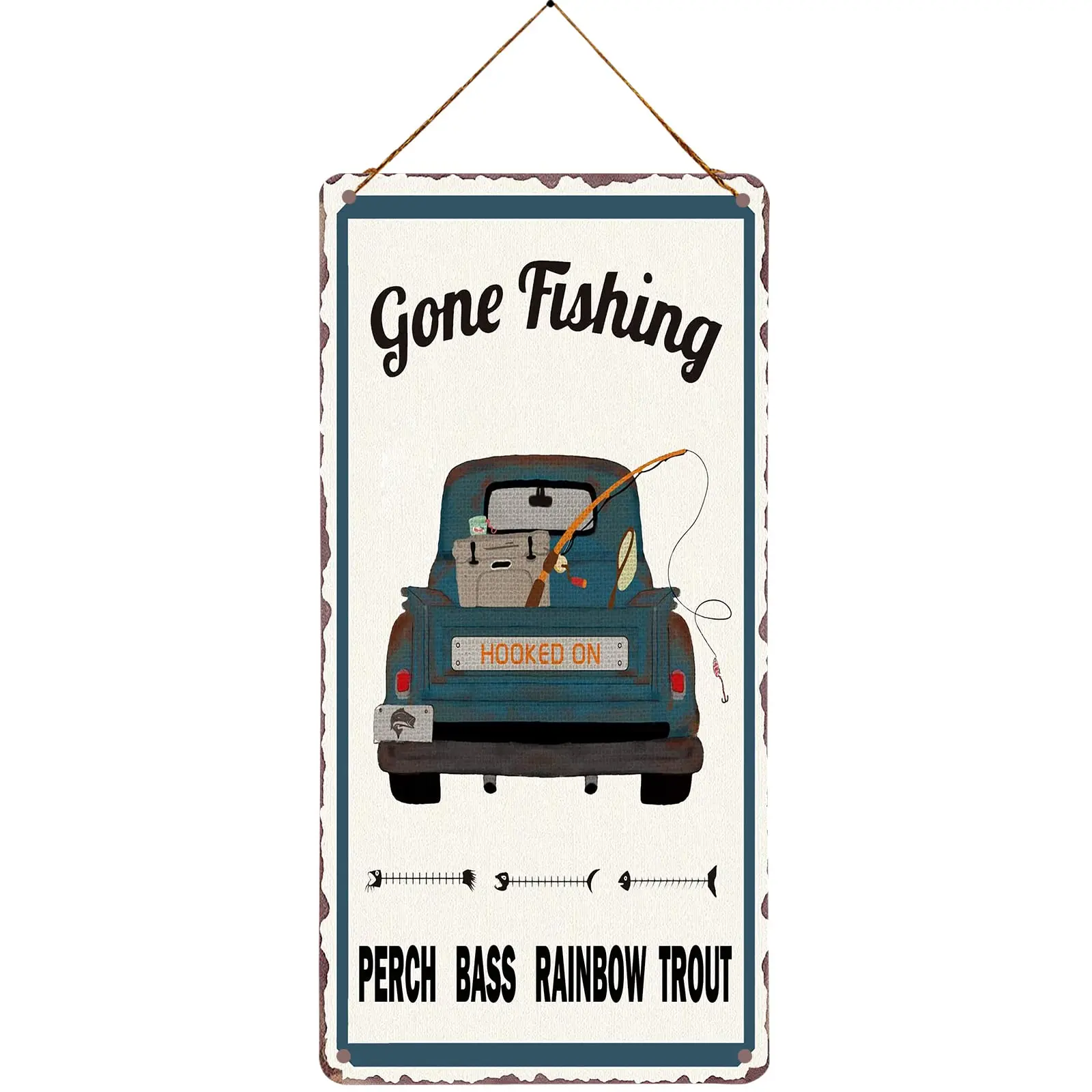 Letreros de estaño para camión Gone Fishing Vitage, novedad, letrero colgante para el hogar, puerta, playa, cabina, cueva de hombre, Bar 5X10