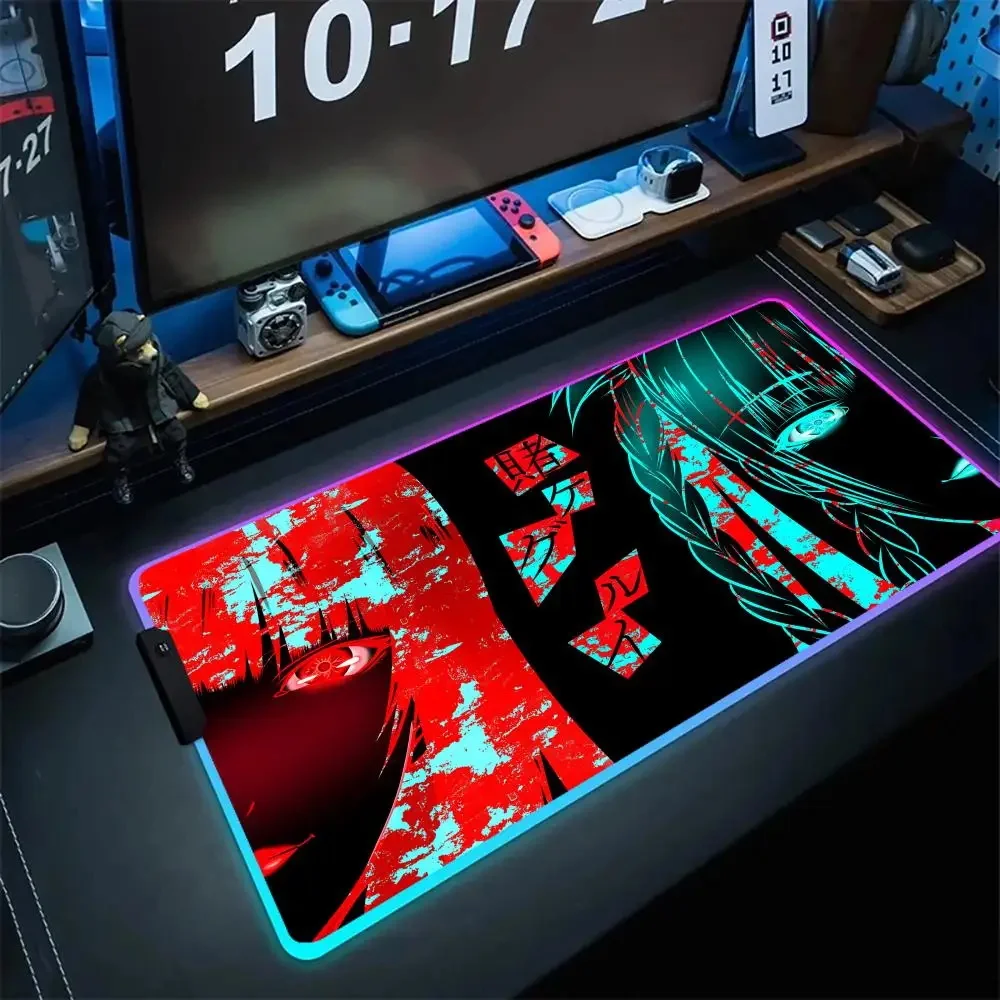 Hot K_kakegurui Y_yumeko J_jabami RGB Mouse Pad Anime High Definition Printing Desk Pad Luminous Desk Mat Teclado Gamer Pad