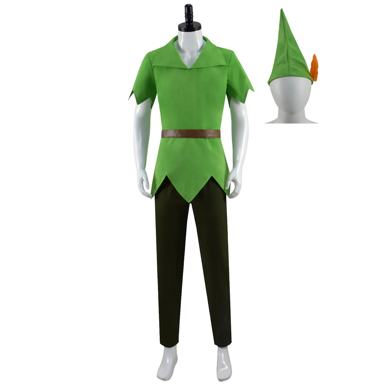 

Cossky Peter Pan Cosplay Costume Adult Mens Green Shirt Pants Suits Halloween Carnival Party Costume