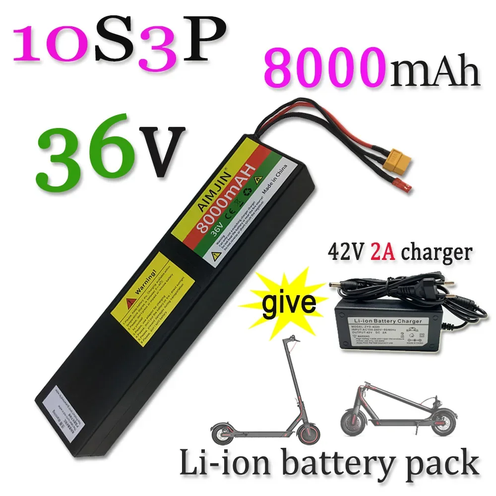 

36V 8.0Ah 10S3P 18650 Lithium Battery Pack 500W BMS,For Electric 36V Scooter Bicycle