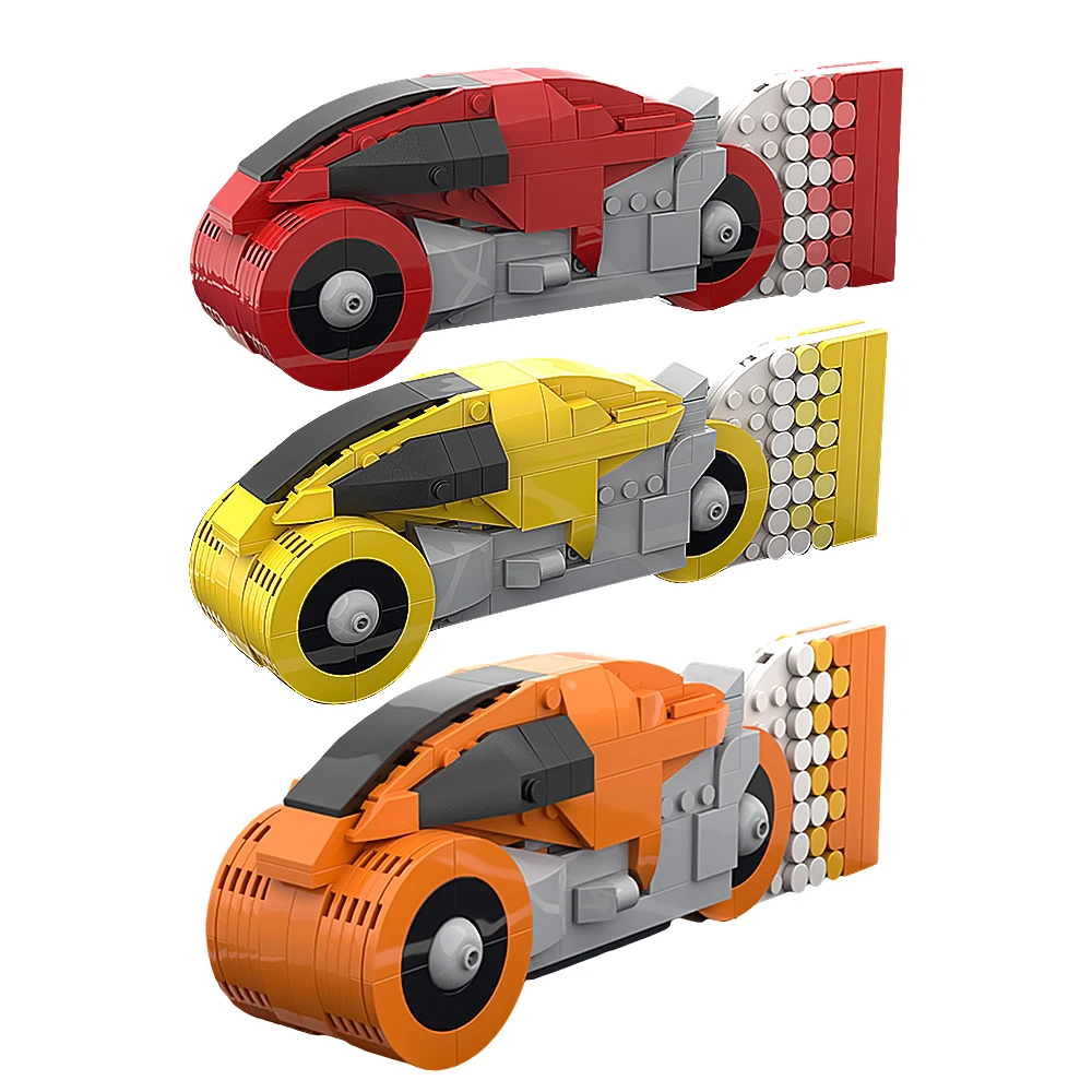 MOC Tron Building Blocks Red Yellow Orange Tech Style Motorcycle Model Bricks Motorcycle Contest Boys Toys Children Gifts