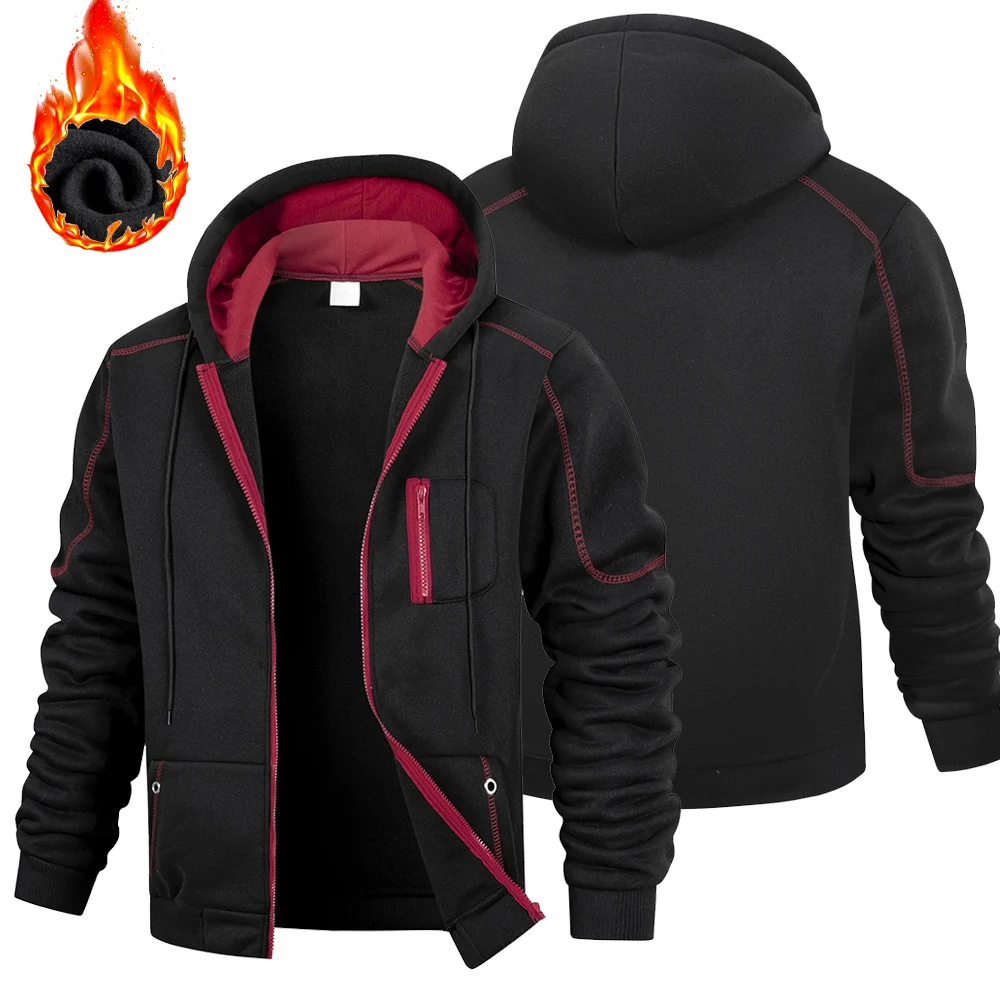 

Мужская флисовая куртка на молнии, осенне-зимние теплые толстовки на молнии, однотонные толстовки с капюшоном, дизайн на молнии, мягкие топы