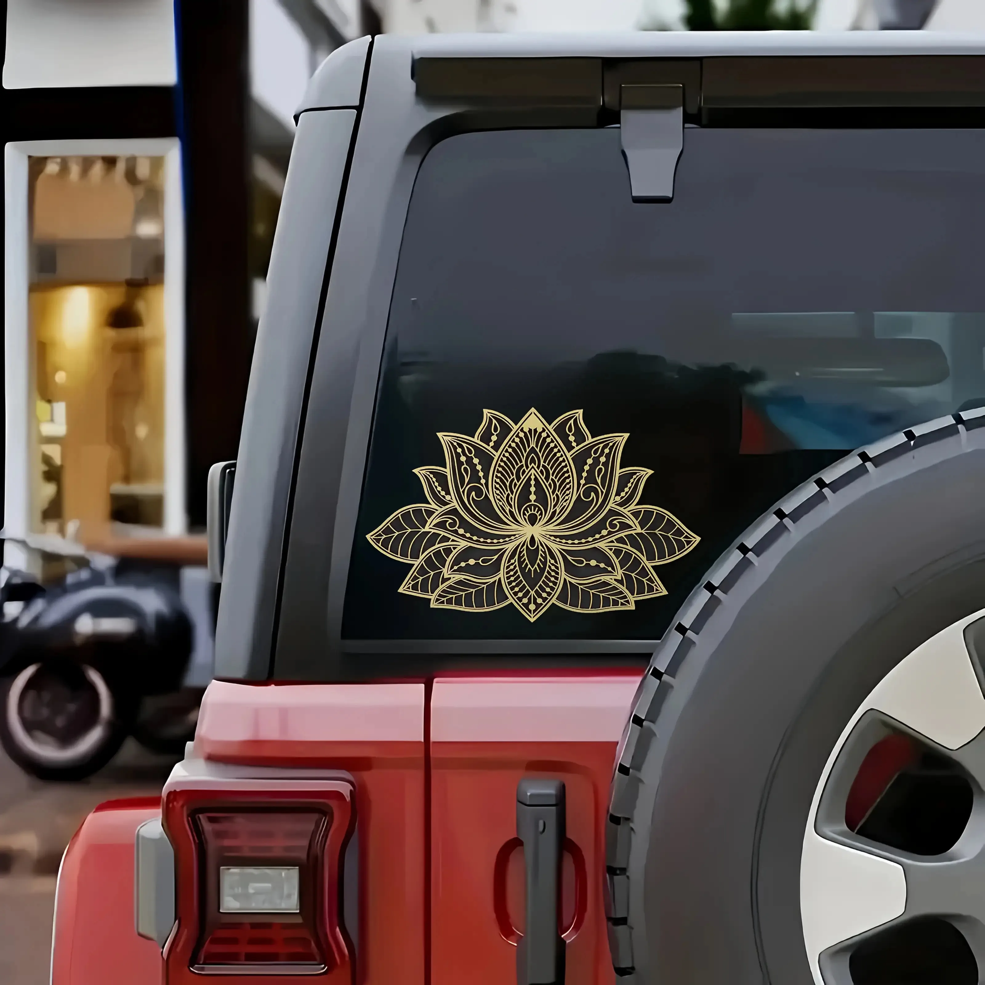 

2 шт. золотых наклеек с цветочным узором в виде мандалы - самоклеящиеся богемные наклейки для автомобилей, мотоциклов, ноутбуков