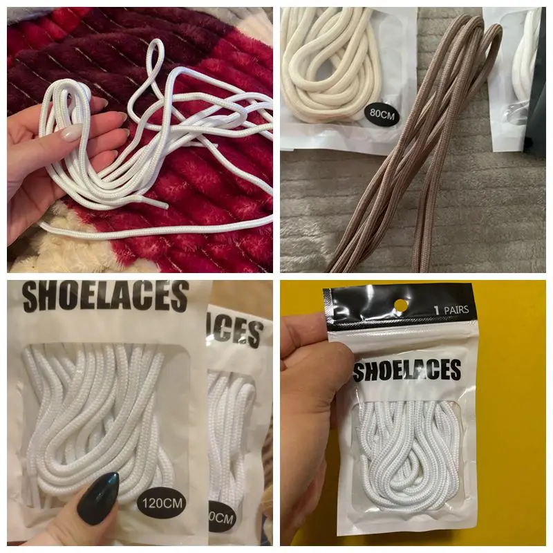 1 Pair Fashion Round Laces for Sneakers Outdoor Sports Shoelaces Rubber Band for Shoes Classic Boots Shoestrings Off White Laces