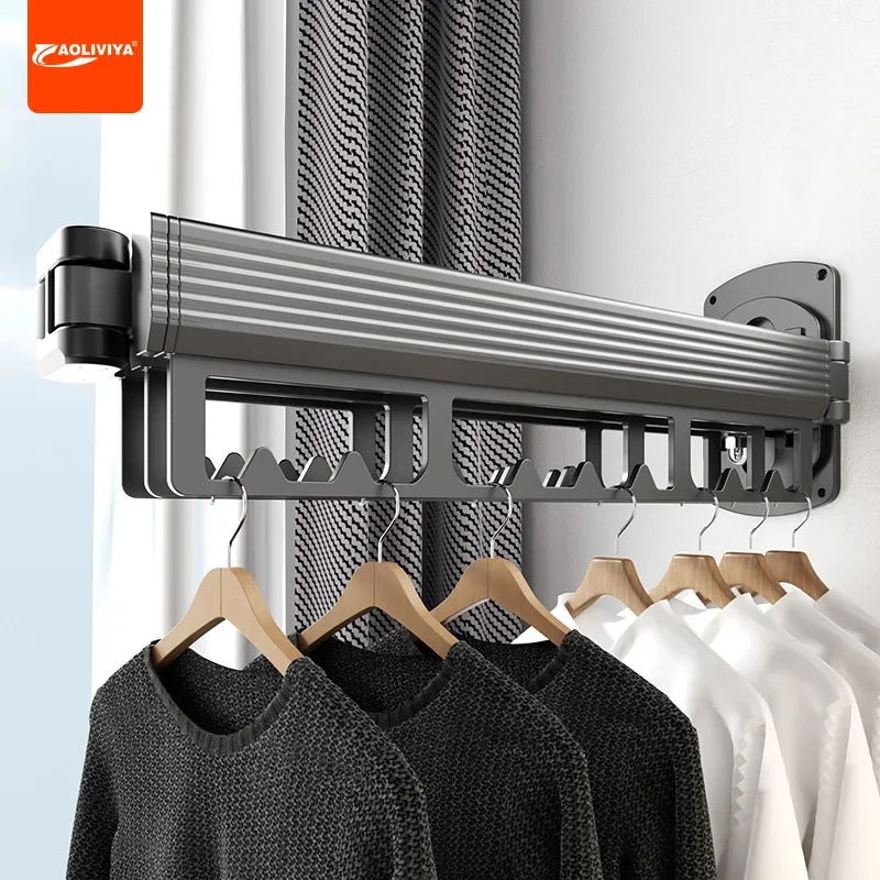 

Aoliviya Space Aluminum Wall-Mounted Clothes Hanger Indoor Wall-Mounted Punching-Free Telescopic Clothes Rail Windproof Balcony