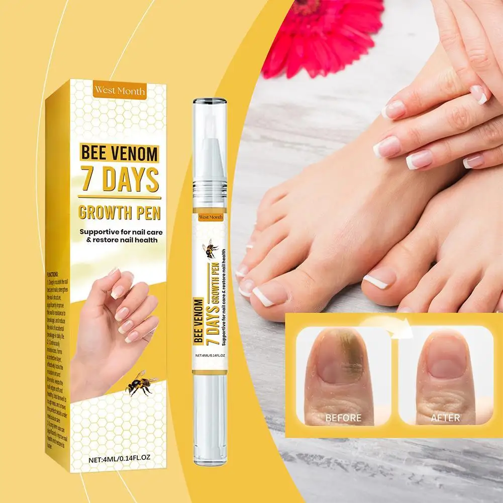 Serum perawatan lebah 4ml, larutan perawatan kaki profesional, perbaikan kuku jari kaki, solusi perawatan kuku untuk perawatan kaki jari kaki X0X5