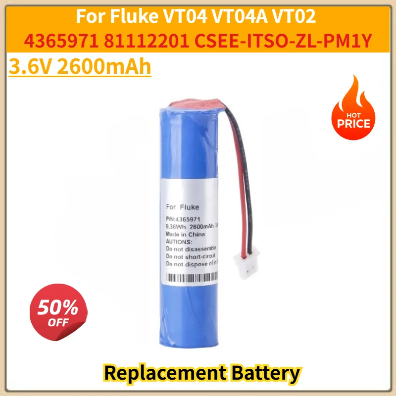 3.6V 2600mAh Battery for Fluke VT04 VT04A VT02 4365971 81112201 CSEE-ITSO-ZL-PM1Y High Quality Replacement Battery