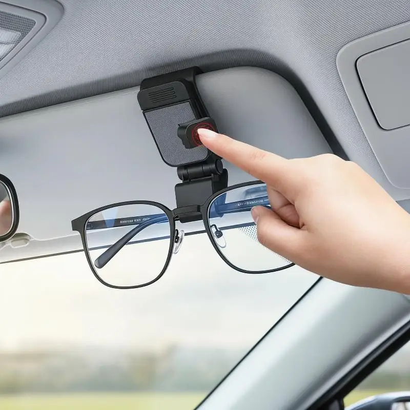 Car Visor Sunglasses With 180 Degree Rotation Non Slip Clip For Drivers To Store Eyeglasses And Tickets