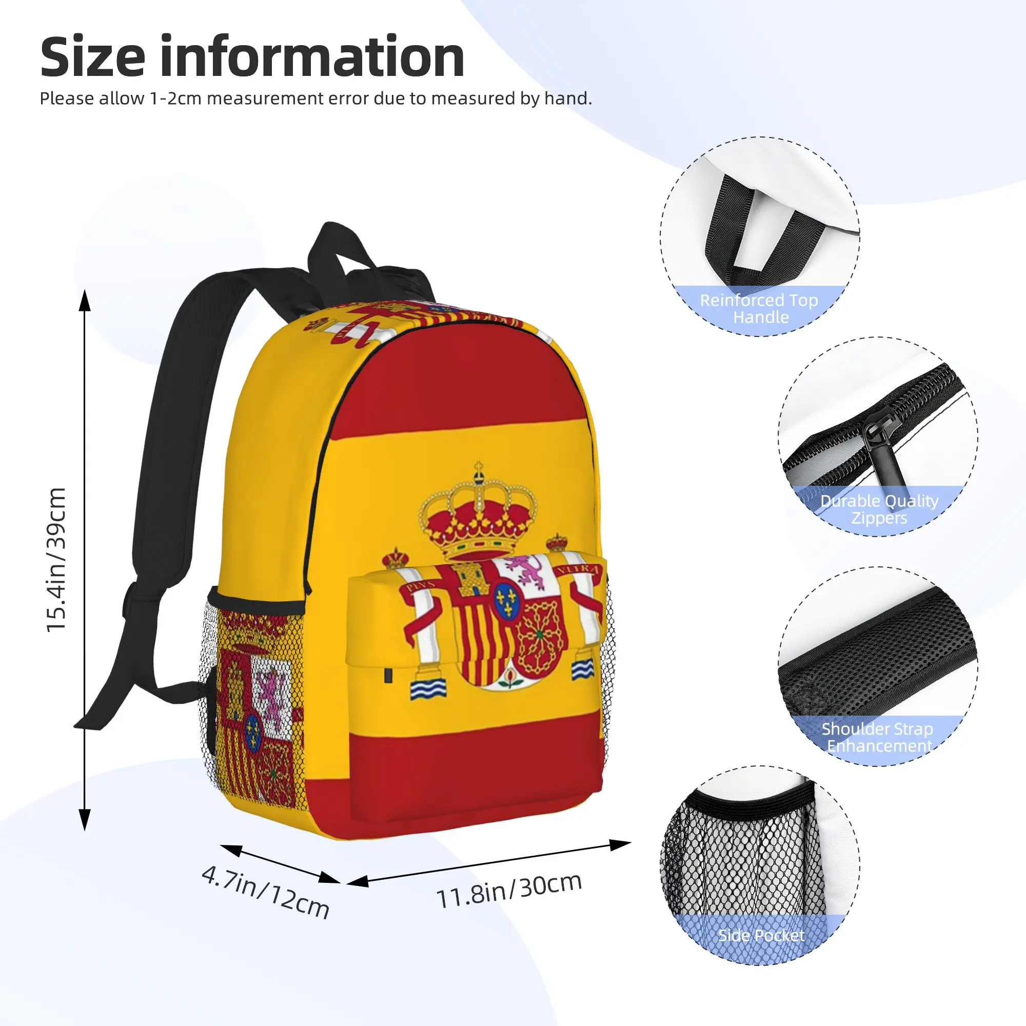 Spain flag Backpack Hot Sale Daypack Large Capacity Boys Girls BookBag Shoulder Bags for Men Women School Bag