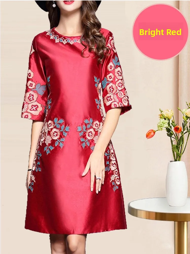 

Elegant Young Bridegroom Mother of the Bridegroom Wedding Dress for Women in Their Forties Polyester Fiber Mid-Leng...