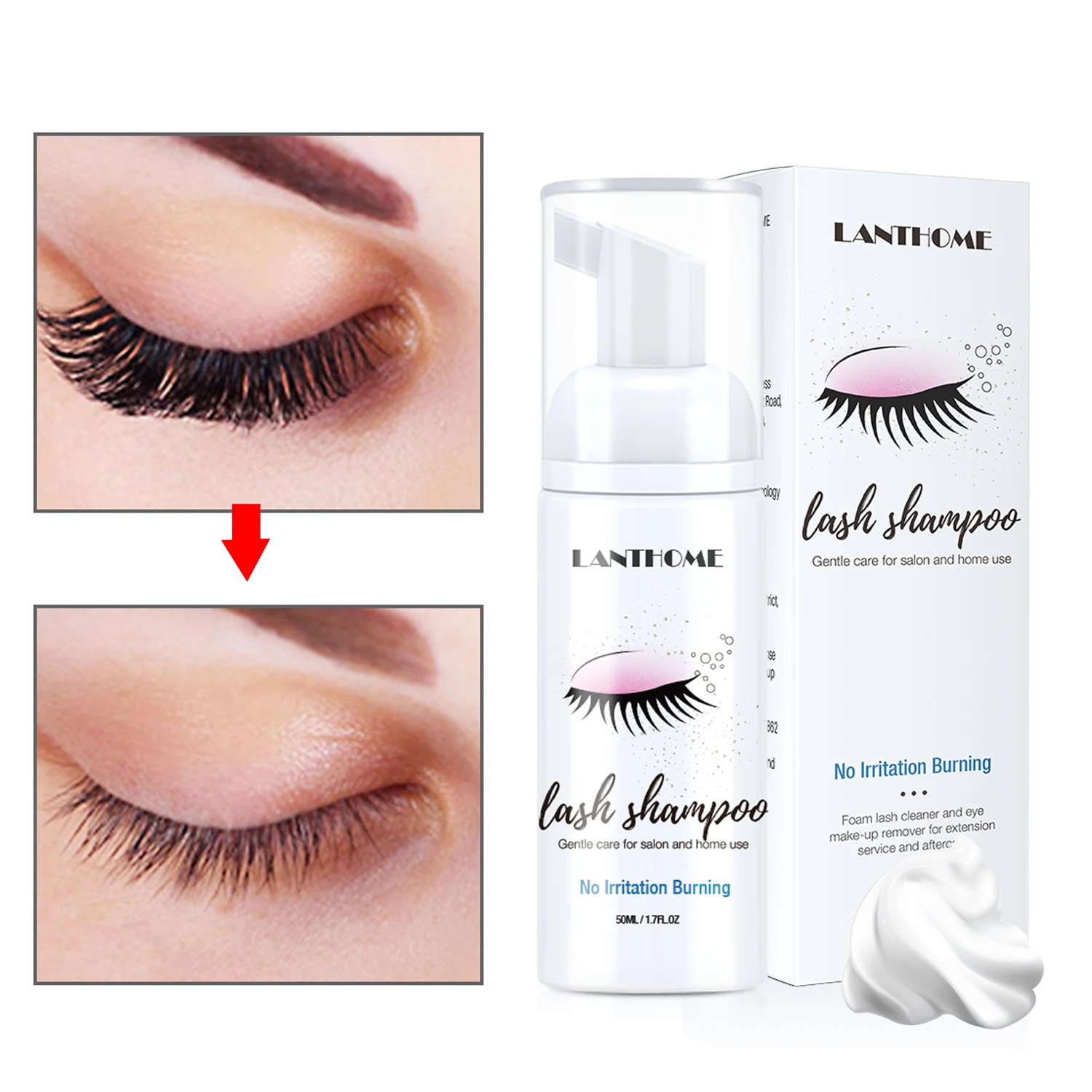 1/3/5PCS แลนทอมแชมพูต่อขนตาโฟม - Eyelash Extension Wash Kit บทวิจารณ์และราคา