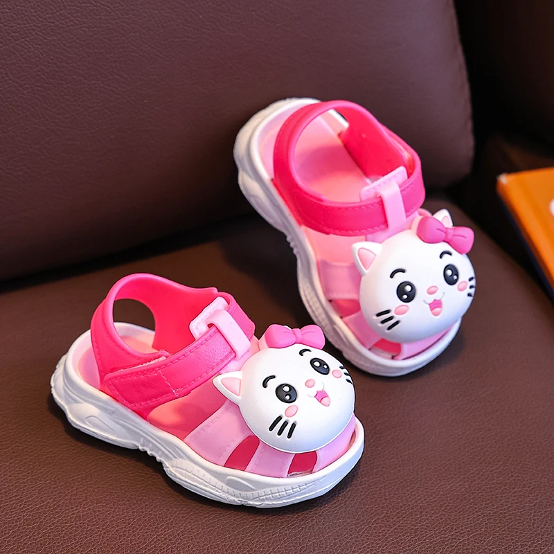 Summer Aged 0-5 Cute Cartoon Toddler Baby Shoes For Boys Girls Non-Slip Soft-Soled Children Home Kids Sandals With Covered Toes