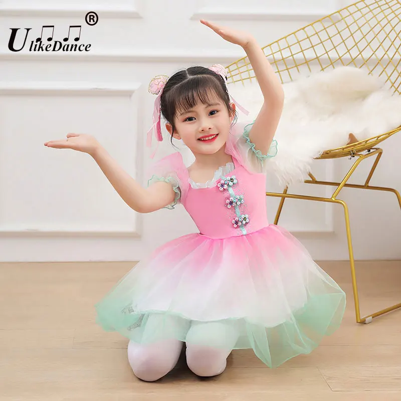 Kids Ballroom Clothing Modern Dance Girl Tutu Dress Girls Jazz Dance Costume Kid Stage Wear Wedding Princess Dress