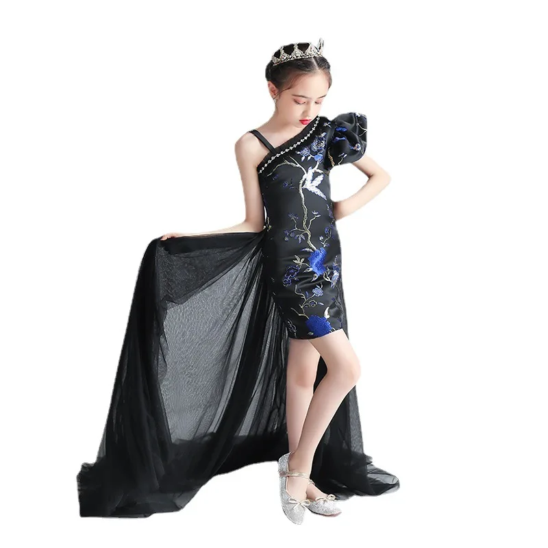 Prom Dresses For Black Girls Evening Sequins Trailing Dress Kids Elegant Gowns Teen Party Dresses Children Mermaid Sexy Vestidos