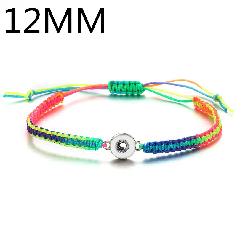 Fashion SE0185 Beauty Gradient color Rope adjustable snap bracelet fit 12mm/18mm snap buttons wholesale