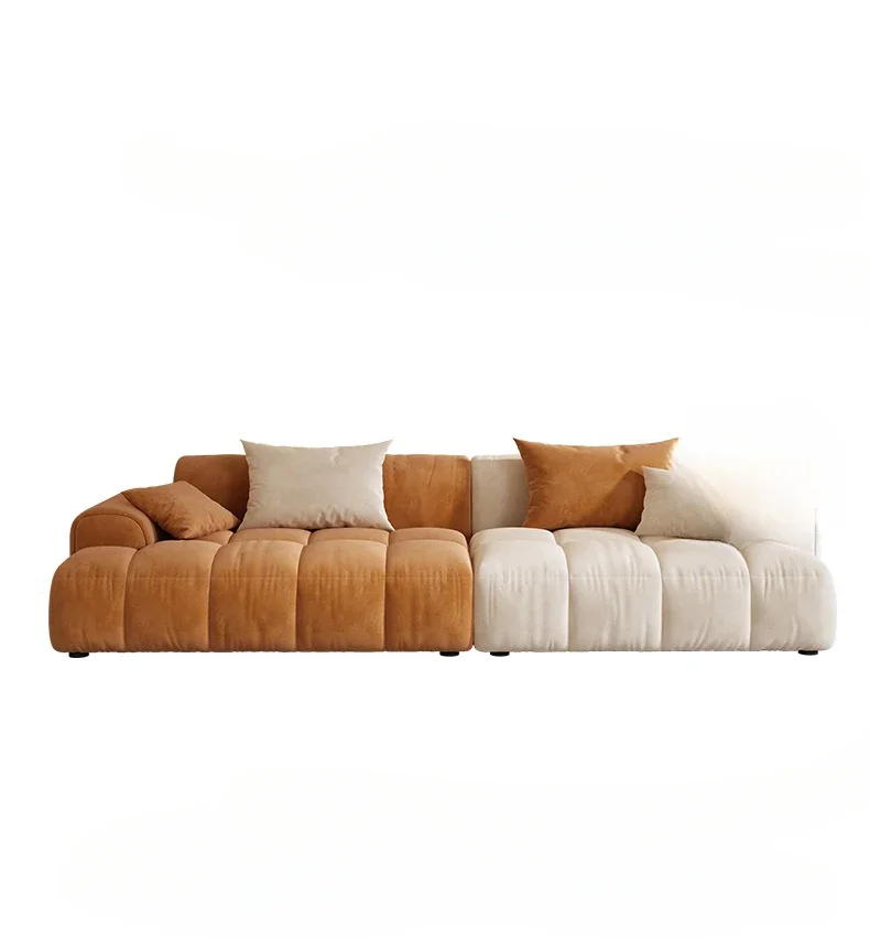 Technology Fabric Sofa Cream Style Light Luxury Modern Minimalist Living Room Straight Row Tofu Square