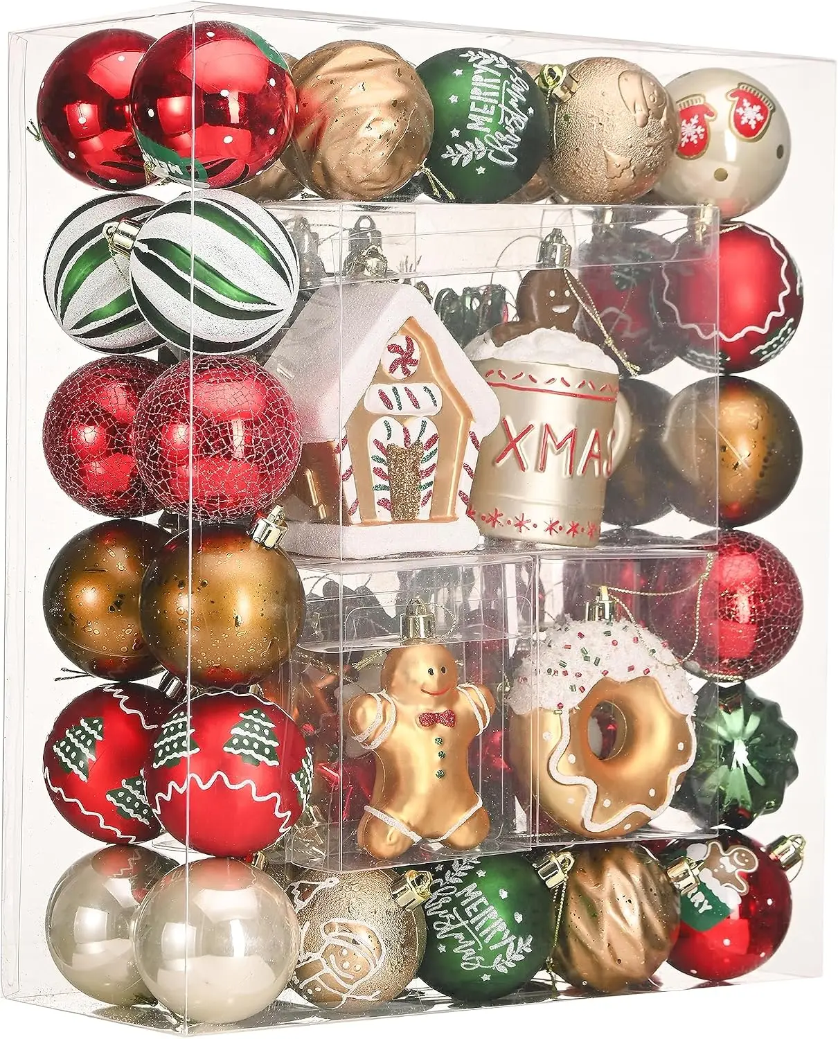 Gingerbread Christmas Ornament Set, 100-Piece Christmas Tree Decorations