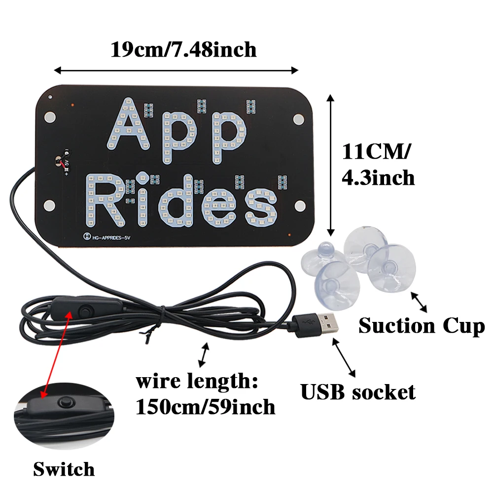 YSY 1pcs APP Rides with USB Taxi LED Panel Libre Signal Light Windscreen Cab indicator inside Lamp Windshield Lamp DC5V