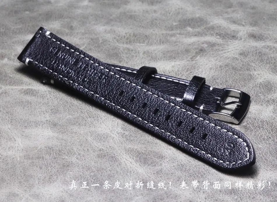 High Quality Long Size Cow Genuine Leather Quality Watchband 20mm 22mm Black Extra size Plus size Watch Strap for Tissot Seiko