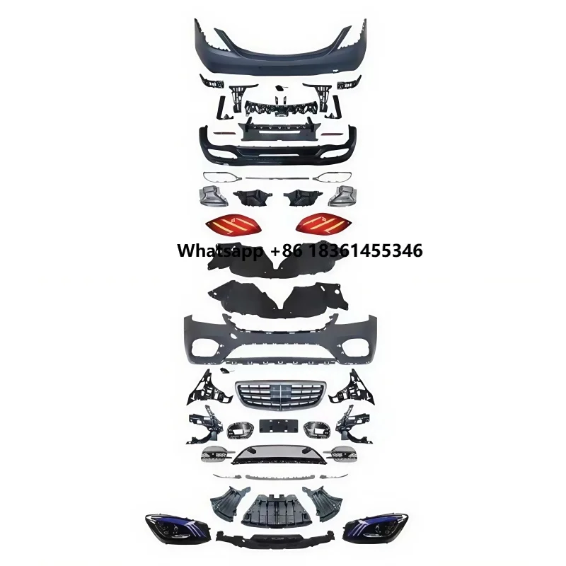 

for S-Class W222 Modified Later S450 Sport Front Bumper Grille Side Skirt Tail Lip Tail Throat Surround