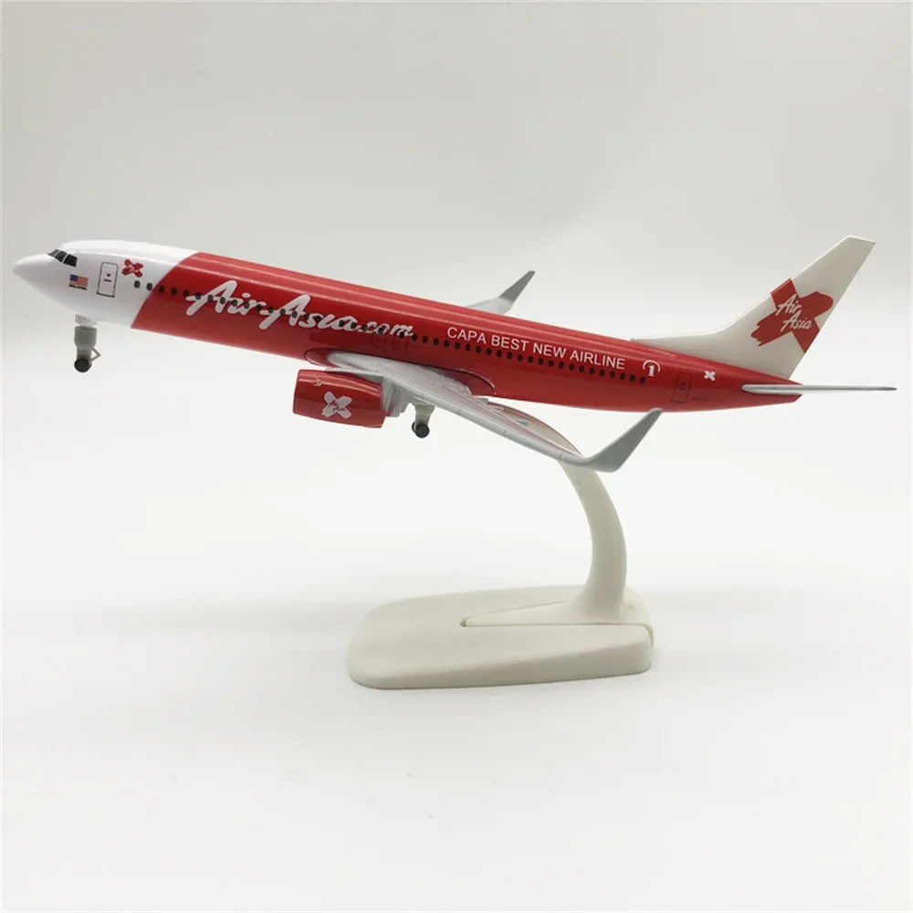 20cm Red Air Asia Airlines Boeing 737 B737 Airways Alloy Metal Airplane Model Diecast Air Plane Model w Wheels Aircraft