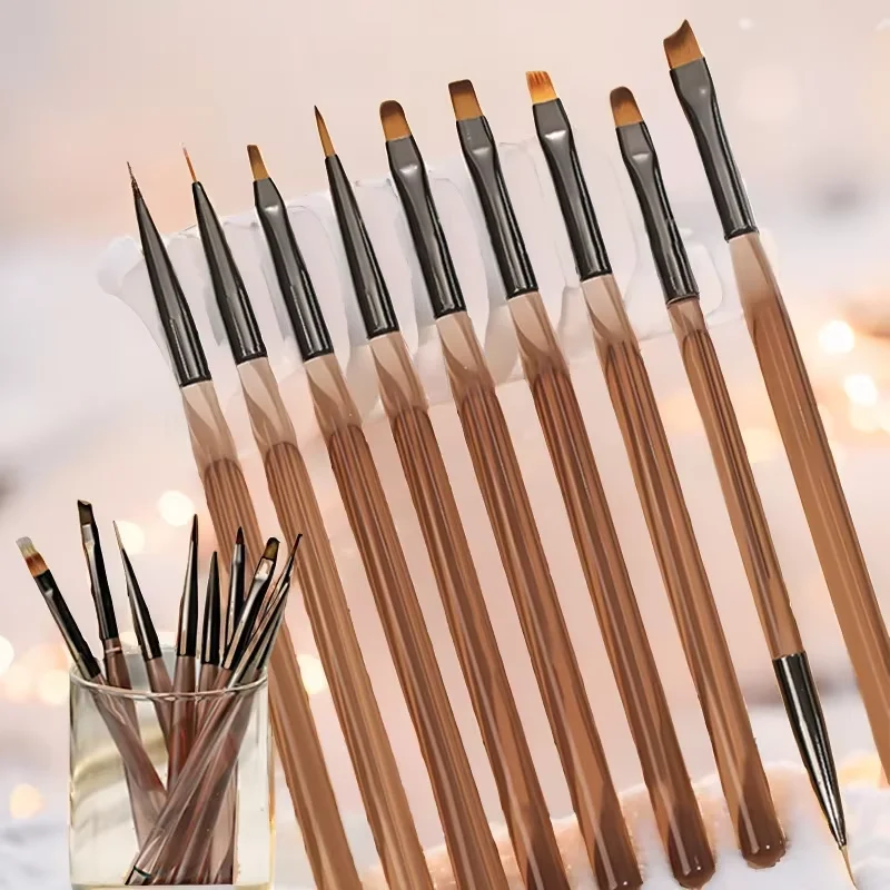 YIKOOLIN 9PCS UV Gel Nail Brush Liner DIY Painting Pen Manicure Acrylic Drawing Brush for Nail Art Design Painting Tool image 3