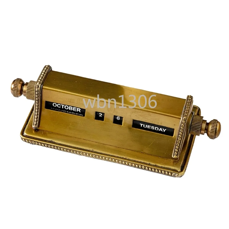 

Creative brass handmade perpetual calendar, manual adjustment desk calendar, desk ornament crafts