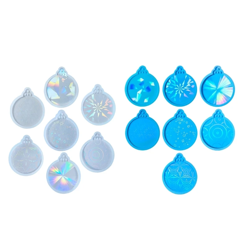 7 Pcs Silicone Christmas Resin Molds Round Pendant Crafting for Tree Decorations Dropship