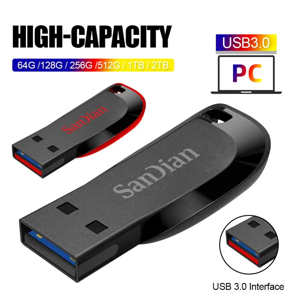 Metal 2TB USB Disk Flash Drive USB 3.0 High Speed File Transfer 128GB Ultra-large Capacity Waterproof Mechanical Style